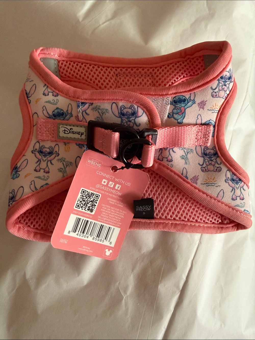 Sassy Meow Disney Pink Stitch Pet Harness